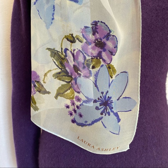 Laura Ashley silk georgette floral oblong scarf - Picture 3 of 5